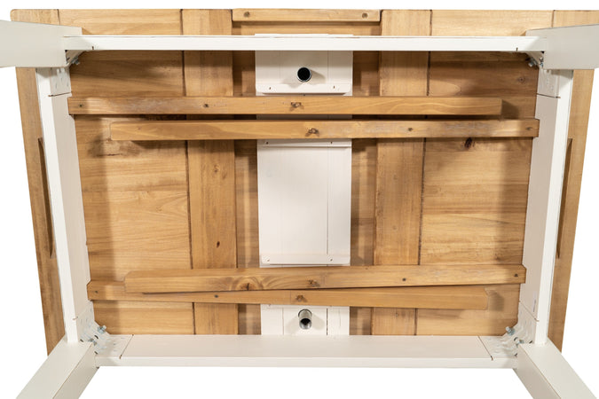 Biscottini Tavolo Country allungabile in legno massello di tiglio struttura bianca anticata piano naturale Made in Italy