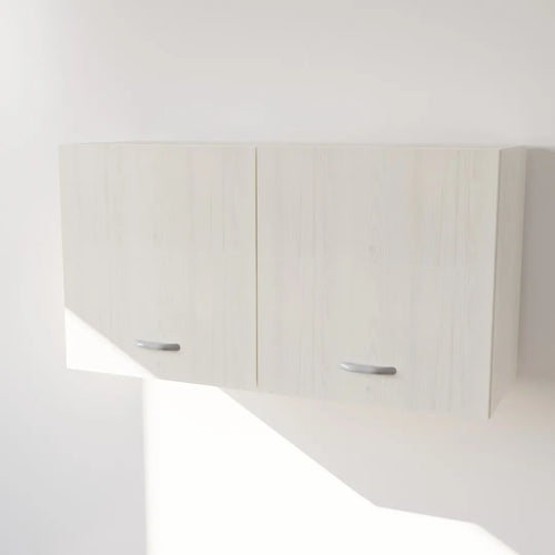 Pensile in Legno Nobilitato di Colore Larice Bianco con Ante altezza 48 cm