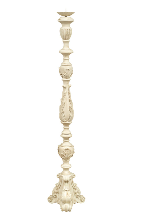 Biscottini Candeliere Biscottini Legno Bianco Anticato 30x30x150 Design Italiano Casa