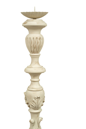 Biscottini Candeliere Biscottini Legno Bianco Anticato 30x30x150 Design Italiano Casa