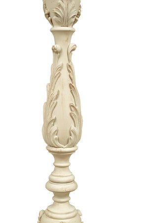 Biscottini Candeliere Biscottini Legno Bianco Anticato 30x30x150 Design Italiano Casa