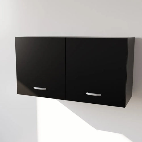 Pensile in Legno Nobilitato di Colore Nero con Ante altezza 48 cm