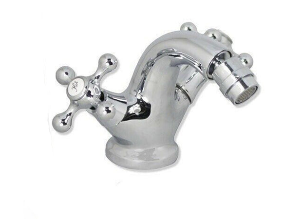 Rubinetto Bidet Miscelatore Doppio Comando Monoforo Bagno Ottone Cromato 52345a