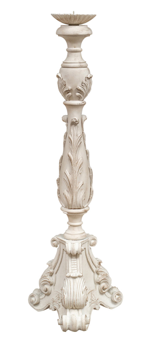 Biscottini Candeliere Legno Biscottini Bianco Anticato 30x30x90 H90 Arredo Casa Italia