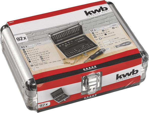 KWB - SET 92 BIT ASSORTITI IN BOX DI ALLUMINIO