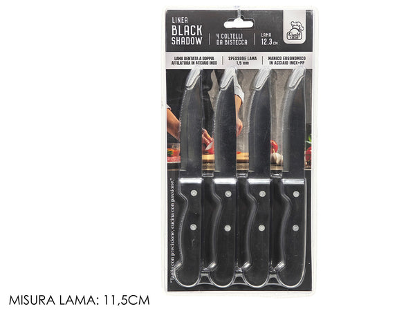 Set 4 Coltelli Bistecca Neri