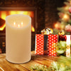 Candela luminosa in cera ruvida avorio con 3 fiamme h 25 cm con timer decorazione natalizia