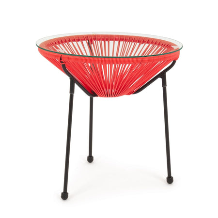 Salottino moderno "Parker" con poltrone e tavolino in corda sintetica per giardino e veranda