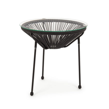 Salottino moderno "Parker" con poltrone e tavolino in corda sintetica per giardino e veranda