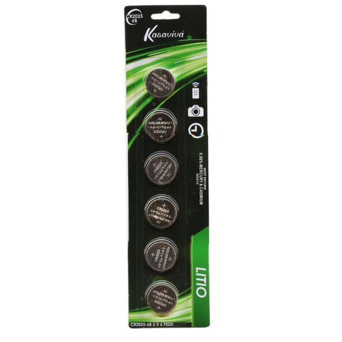 KASAVIVA LITIO - BATTERIE 6 PZ MONOUSO LITIO 3V PIATTA A BOTTONE CR2025