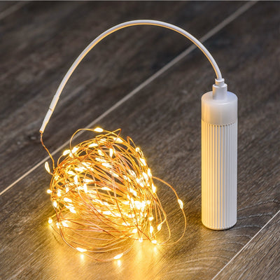 Luci di natale catena Micro Led Fissi e filo in metallo con Power Bank e telecomando 10 mt