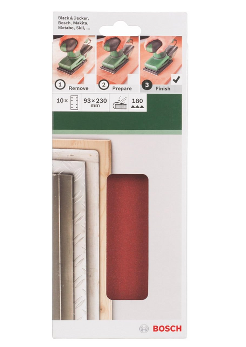 BOSCH -10 FOGLI PER LEVIGATRICE ORBITALE 93X230 MM GRANA 80 8 FORI