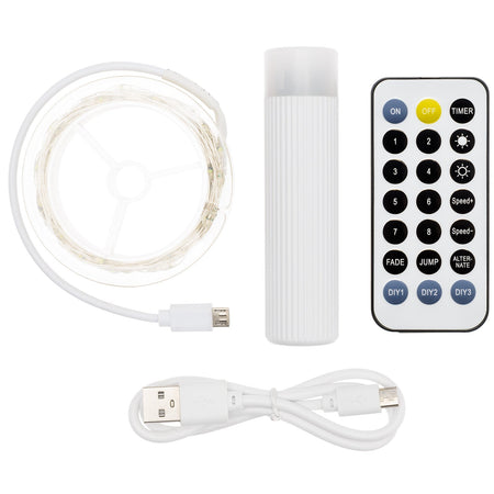 Luci di natale catena Micro Led Fissi e filo in metallo con Power Bank e telecomando 10 mt