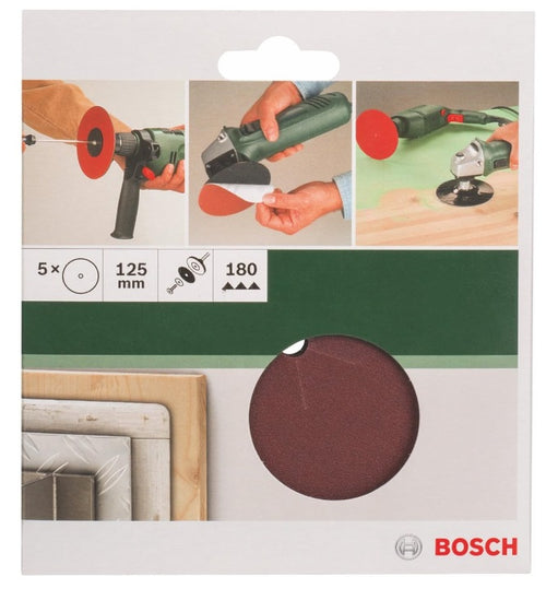 BOSCH - SET 5 FOGLI ABRASIVI 125 MM. GRANA 180