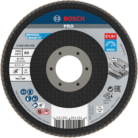 BOSCH - 1 DISCO LAMELLARE ANGOLATO 115 MM G 80 BEST FOR METAL