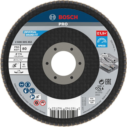 BOSCH - 1 DISCO LAMELLARE ANGOLATO 115 MM G 80 BEST FOR METAL
