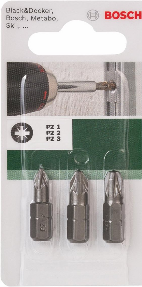 BOSCH - SET 3 BIT STANDARD POZIDRIV 1/2/3