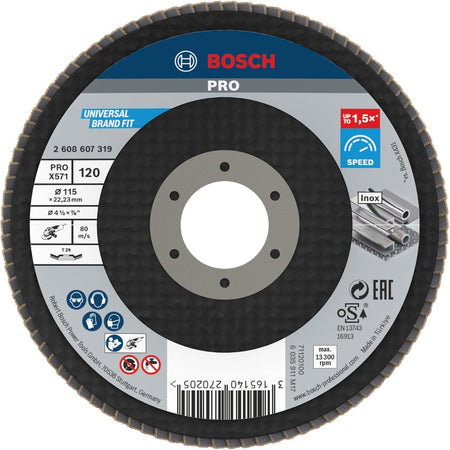 BOSCH - 1 DISCO LAMELLARE ANGOLATO 115mm G120 BEST FOR METAL