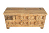 Biscottini Cassapanca antica originale in legno di teak intagliato con finitura decapata