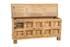 Biscottini Cassapanca antica originale in legno di teak intagliato con finitura decapata