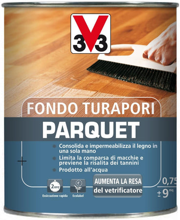 V33 - FONDO TURAPORI PER PARQUET INCOLORE ML750 ALL' ACQUA