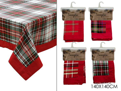 Tovaglia Natalizia Scozzese 140x140 100% Cotone