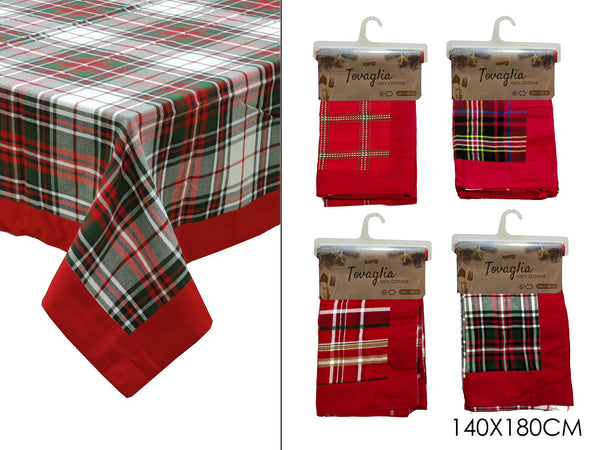 Tovaglia Natalizia Scozzese 140x180cm 100% Cotone