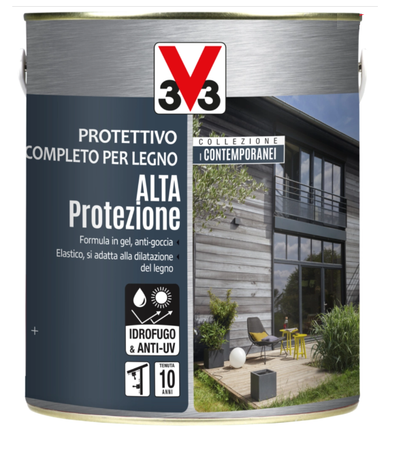 V33 - PROTETTIVO COMPLETO PER LEGNO ALTA PROTEZIONE  I CONTEMPORANEI GRIGIO CENERE LT 0,75