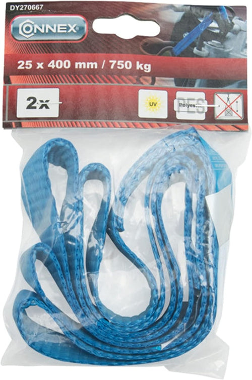 CONNEX - 2 CINTE ANCORAGGIO MOTO 25X400MM CARICO 750KG IN POLIESTERE