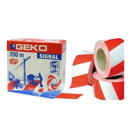 GEKO - NASTRO SEGNALETICO BIANCO/ROSSO 200MT X 7 CM