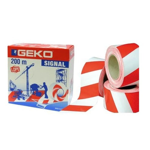 GEKO - NASTRO SEGNALETICO BIANCO/ROSSO 200MT X 7 CM
