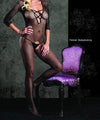 Bodystocking aperto fishnet a rete manica lunga nera