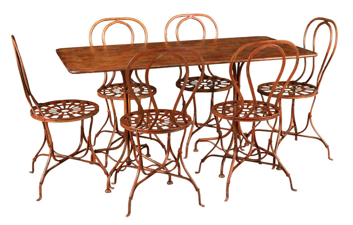 Biscottini Tavolo Ferro Battuto Biscottini Rosso Anticato Forgiato a Mano 74x150x77