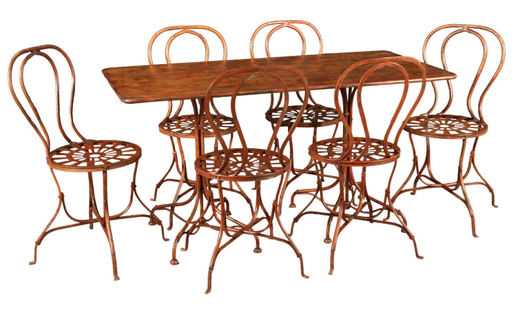 Biscottini Tavolo Ferro Battuto Biscottini Rosso Anticato Forgiato a Mano 74x150x77