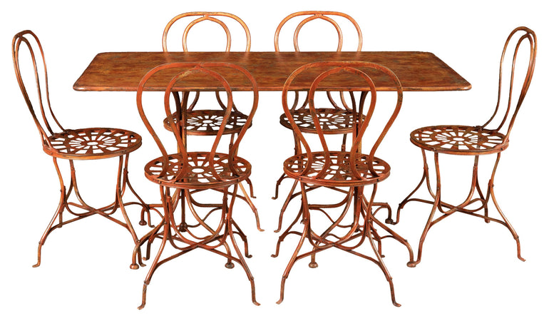 Biscottini Tavolo Ferro Battuto Biscottini Rosso Anticato Forgiato a Mano 74x150x77