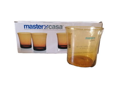 MASTER CASA - SET 3 BICCHIERI ACQUA LUCIA IN VETRO SOFFIATO ARANCIO