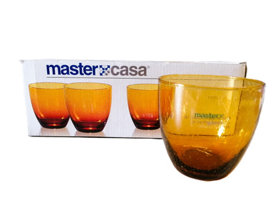 MASTER CASA - SET 3 BICCHIERI ACQUA DIANA IN VETRO SOFFIATO ARANCIO