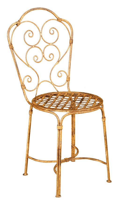 Biscottini Biscottini Sedia Ferro Battuto Forgiata Esterno Giardino Crema Anticata 44x50x97