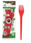 CLENDY BIO - 12 FORCHETTE COMPOSTABILI ROSSE