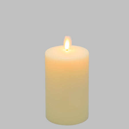 Candela luminosa a led luce calda cera avorio con stoppino mobile decorazione natalizia