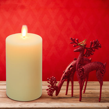 Candela luminosa a led luce calda cera avorio con stoppino mobile decorazione natalizia