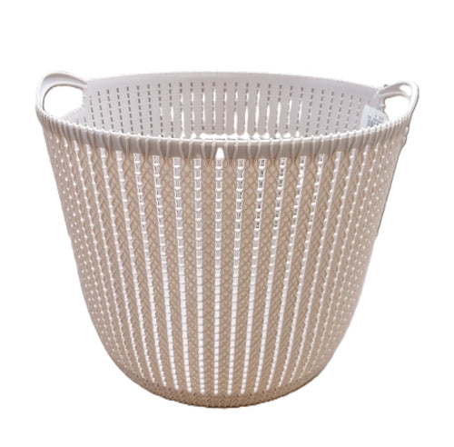 MASTER CASA - CESTA IN PLASTICA CON 2 MANICI BEIGE 39.5X37X32 CM