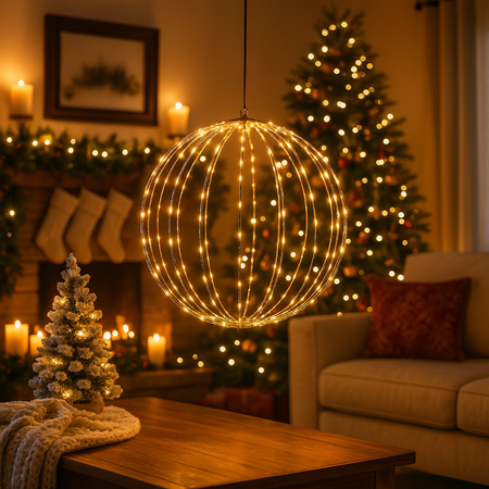 Sfera natalizia, con Timer, con luce LED a luce extra bianco per decorazioni natalizie