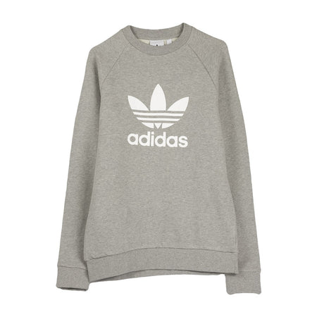 Adidas Felpa Girocollo Uomo Trefoil Crew Medium Grey Heather/white da uomo