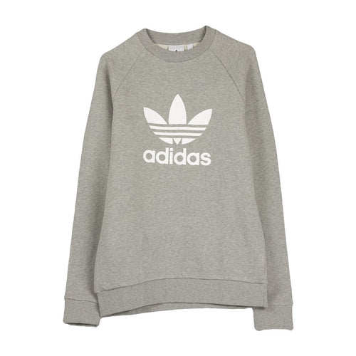 Adidas Felpa Girocollo Uomo Trefoil Crew Medium Grey Heather/white da uomo