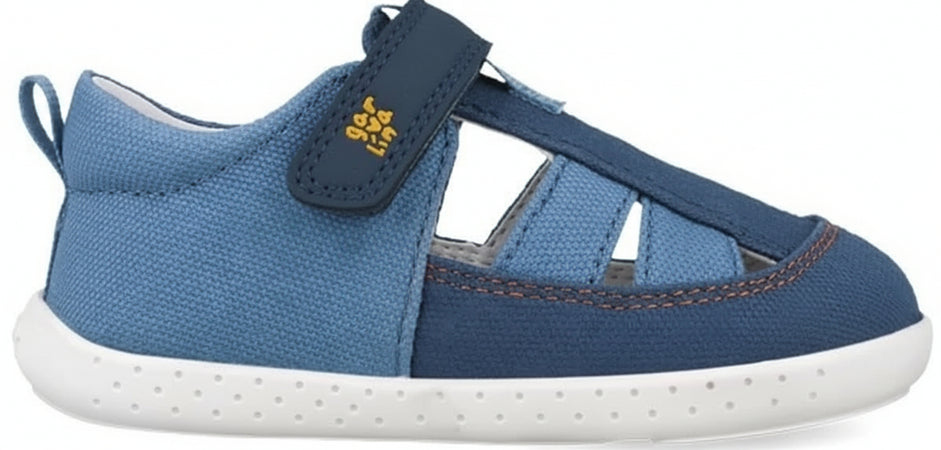 Sandali bambino blu primi passi barefoot 19 -26 Garvalin