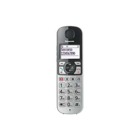 Panasonic KX-TGE510JTS Telefono Cordless (DECT), Ampio Schermo Retroilluminato, Tasti Grandi, Tasto Amplificatore ed Emergenza, Compatibilit? con Apparecchi Acustici, Utilizzo Faci