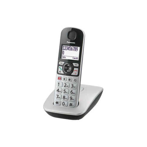 Panasonic KX-TGE510JTS Telefono Cordless (DECT), Ampio Schermo Retroilluminato, Tasti Grandi, Tasto Amplificatore ed Emergenza, Compatibilit? con Apparecchi Acustici, Utilizzo Faci