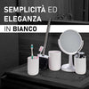 Accessori da Bagno 4pz Acciaio e Polipropilene Specchio PortaScopino Dosatore Bicchiere