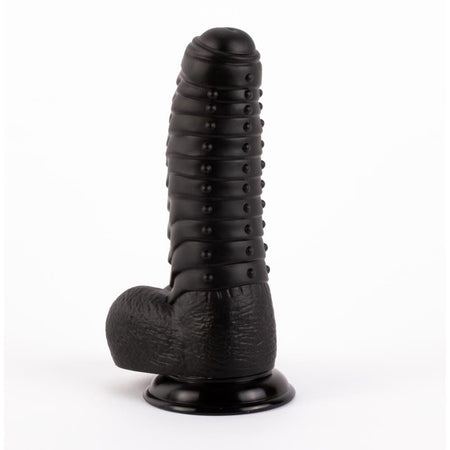 Dildo realistico pene morbido gigante con squame squamato e ventosa 27 cm XXL nero